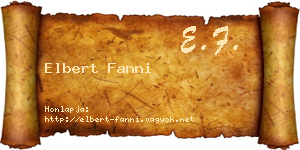 Elbert Fanni névjegykártya